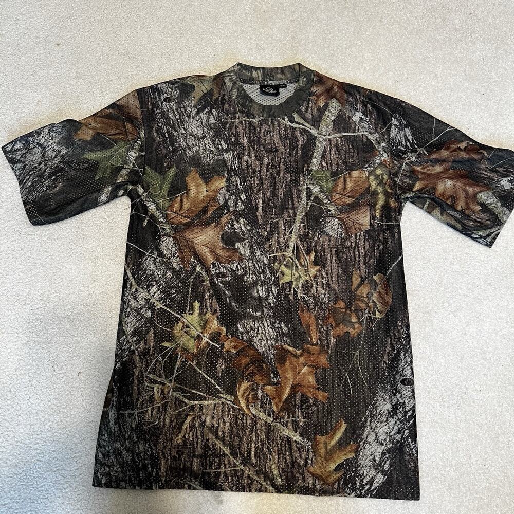 RedHead Shirt Mens Medium Green Brown Camo Hunting Outdoors Mesh Real Tree Light